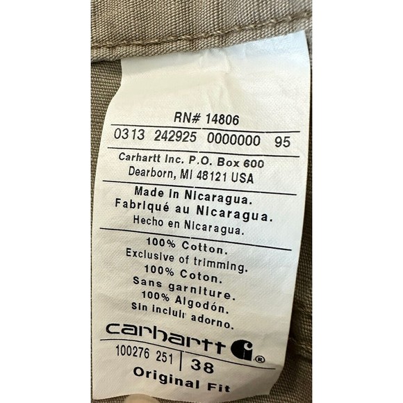 Carhartt Mens 38 Khaki Regular Fit Flat Front Denim Shorts 5 pocket 38X8.5 EUC - Picture 5 of 5